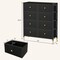 Black PU Leather Fabric Dresser with 8 Drawers and Metal Frame Storage Chest